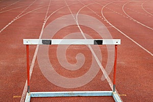 Hurdles on red running tracks