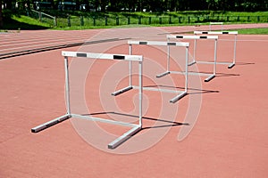 Hurdles on the stadium.