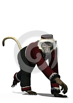 Hurdy Gurdy Monkey, 3D Illustration