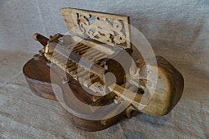 Hurdy-gurdy - musical friction medieval instrument