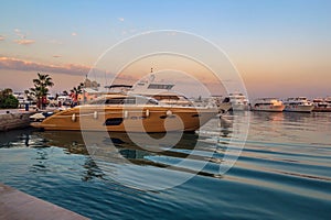 Hurgada Egypt modern yachts at New Marina piers photo