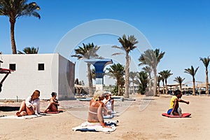 Hurghada, Egypt - October 9, 2016 . Tourists on the animation yo