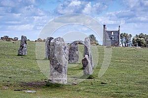 Hurlers on bodmin moor in Cornwall England UK