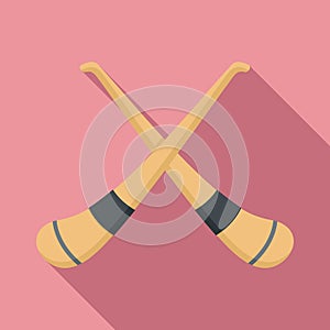 Hurling crossed sticks icon, flat style