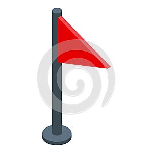 Hurling red flag icon, isometric style