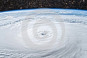 Hurricane cyclone storm with eye from above