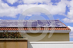 Hurricane Damaged Roof by thunderstorm solar panel on house damaged and broken by hail storm after thunderstorm violent