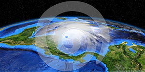 Hurricane Eta making Landfall in Nicaragua. Shot from Space. Elements of this 3D illustration are furnished by NASA