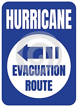 Hurricane Evacuation Route Road Sign Blue Square