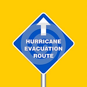 Hurricane Evacuation Route Sign Board, Hurricane indication. Graphic banner of hurricane warning. Icon, sign, symbol, indication