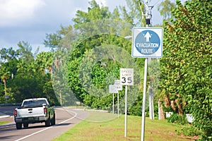 Hurricane evacuation route sign, Florida