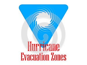 Hurricane Evacuation Zone. Warning road sign, isolated blue triangle. Vector