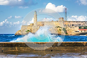 Hurricane in Havana and the castle of El Morro photo