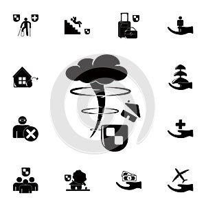 hurricane at home icon. Detailed set of insurance icons. Premium quality graphic design sign. One of the collection icons for webs