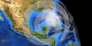 Hurricane Ida approaching the Gulf of Mexico. Extremely detailed and realistic high resolution 3d illustration showing the Earth