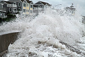 Hurricane Irene waves breach seawall