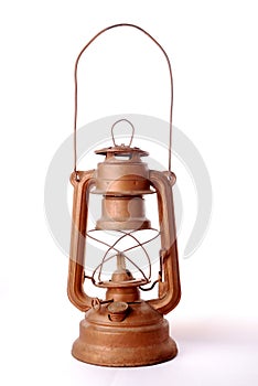 Hurricane lamp on white