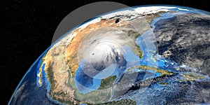 Hurricane Laura making Landfall in USA. Shot from Space. Elements of this 3D rendering are furnished by NASA