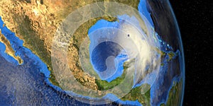 Hurricane Laura from Space. Extremely detailed and realistich high resolution 3d illustration. Elements of this image are