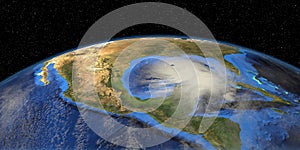 Hurricane Laura from Space. Extremely detailed and realistich high resolution 3d illustration. Elements of this image are