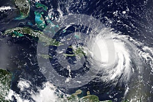 Hurricane Maria makes landfall in Puerto Rica in September 2017 - Elements of this image furnished by NASA