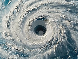 Category 4 storm. Florida\'s Gulf Coast. Massive evacuations. Picture from space. Bad or moody weather sky. Hurricane Milton. photo