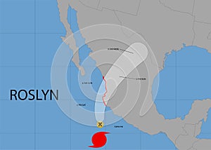 Hurricane Roslyn moved off Mexico`s Pacific coast. Vector illustration. EPS 10 photo