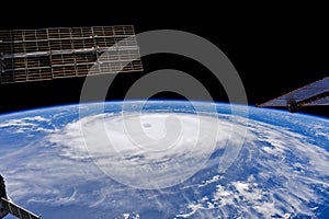 Hurricane Sam, category 4 storm spinning over the Atlantic Ocean, top view of a storm. Elements of this image furnished by NASA