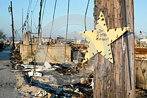 Hurricane Sandy burnt debris, Breezy Point, Queens