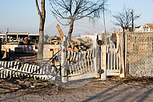 Hurricane Sandy burnt debris, Breezy Point, Queens