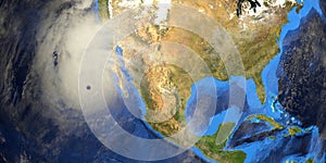 Hurricane shown from Space. Elements of this 3d illustration are furnished by NASA