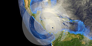 Hurricane shown from Space. Elements of this 3d illustration are furnished by NASA