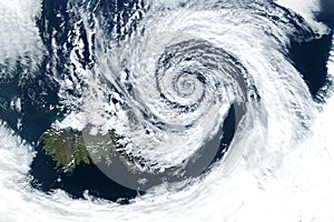 Hurricane from space. The atmospheric cyclone. Elements of this image furnished by NASA