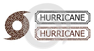 Hurricane Textured Rubber Stamps with Notches and Hurricane Mosaic of Coffee Grain