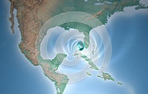 Hurricane tornado typhoon in the Gulf of Mexico that threatens Florida