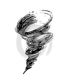 Hurricane vector sketch on white background. cyclone is a natural destructive phenomenon. strong wind, tornado