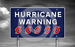 Hurricane warning information road sign