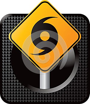 Hurricane warning sign on web icon