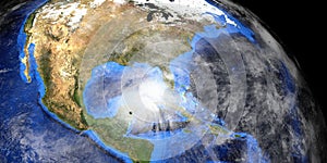 Hurikán a se Zemí ukáže prostor. prvky z tento vysoký řešení  trojrozměrný obraz vytvořený pomocí počítačového modelu jsou zařízený podle 