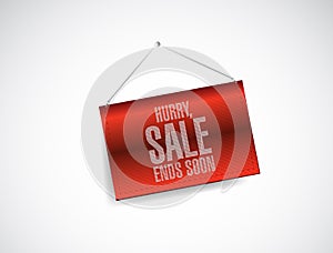 Hurry, sale ends soon hanging banner illustration