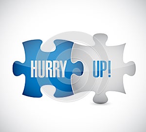 hurry up puzzle piece sign illustration