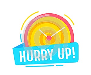 Hurry Up Time Reminder Banner, Special Offer Promotion Coupon or Icon with Clock Dial. Great Deal Shopping Sale