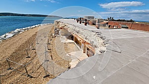 Hurst Castle damaged by sea erosion captured on a sunny day