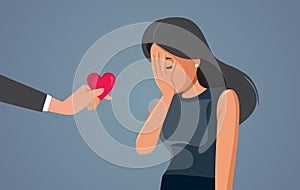 Unhappy Woman Rejecting Unwanted Love Advances Vector Cartoon