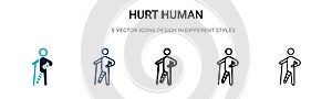 Hurt human icon in filled, thin line, outline and stroke style. Vector illustration of two colored and black hurt human vector