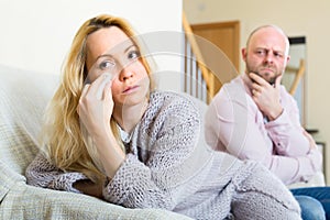 Hurt woman after couple conflict