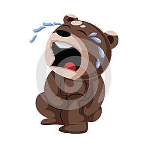 Hurted brown teddy bear with injured knee vector illustration on a