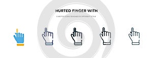 Hurted finger with bandage icon in different style vector illustration. two colored and black hurted finger with bandage vector