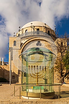 The Hurva Synagogue, with the golden menora