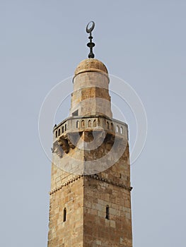 The Hurva Synagogue tower in the Jewish Quarter of the Old City of Jerusalem - Israel